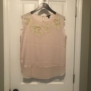 Silky Ann Taylor blouse, Pink & White, Size M